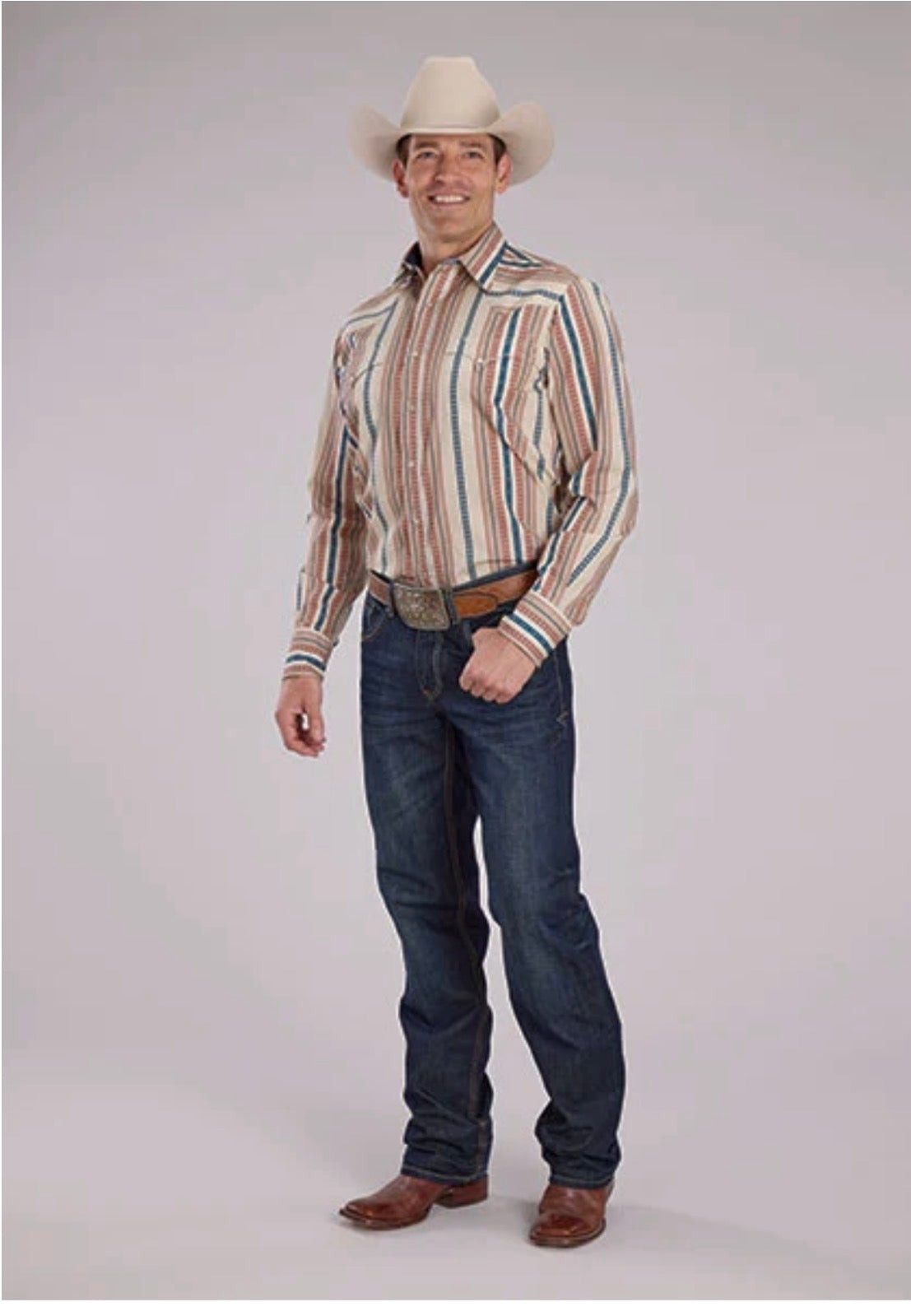 Mens Long Sleeve Snap Southwest Vertical Stripe Western Shirt