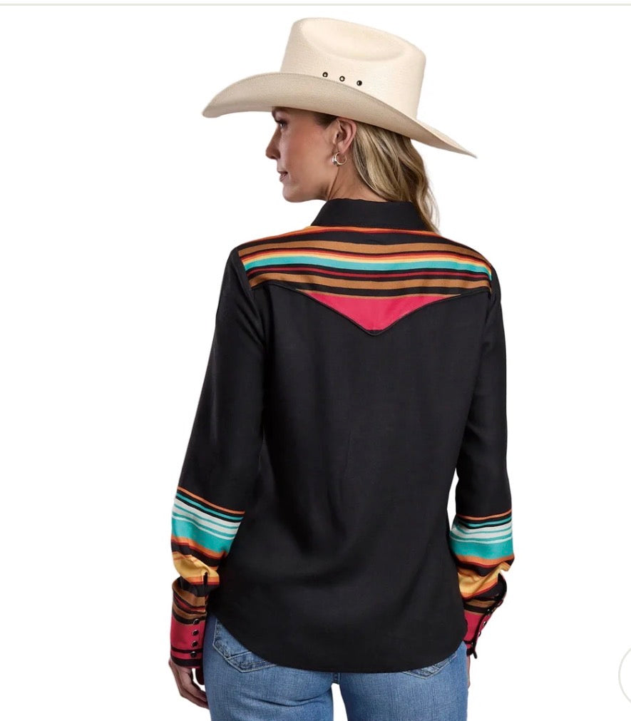 Womens L/S Stetson Stripe Boarder Collar