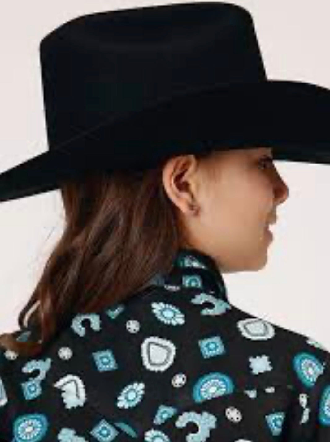 Girls Long Sleeve Snap Jewel Print Rayon Western Blouse