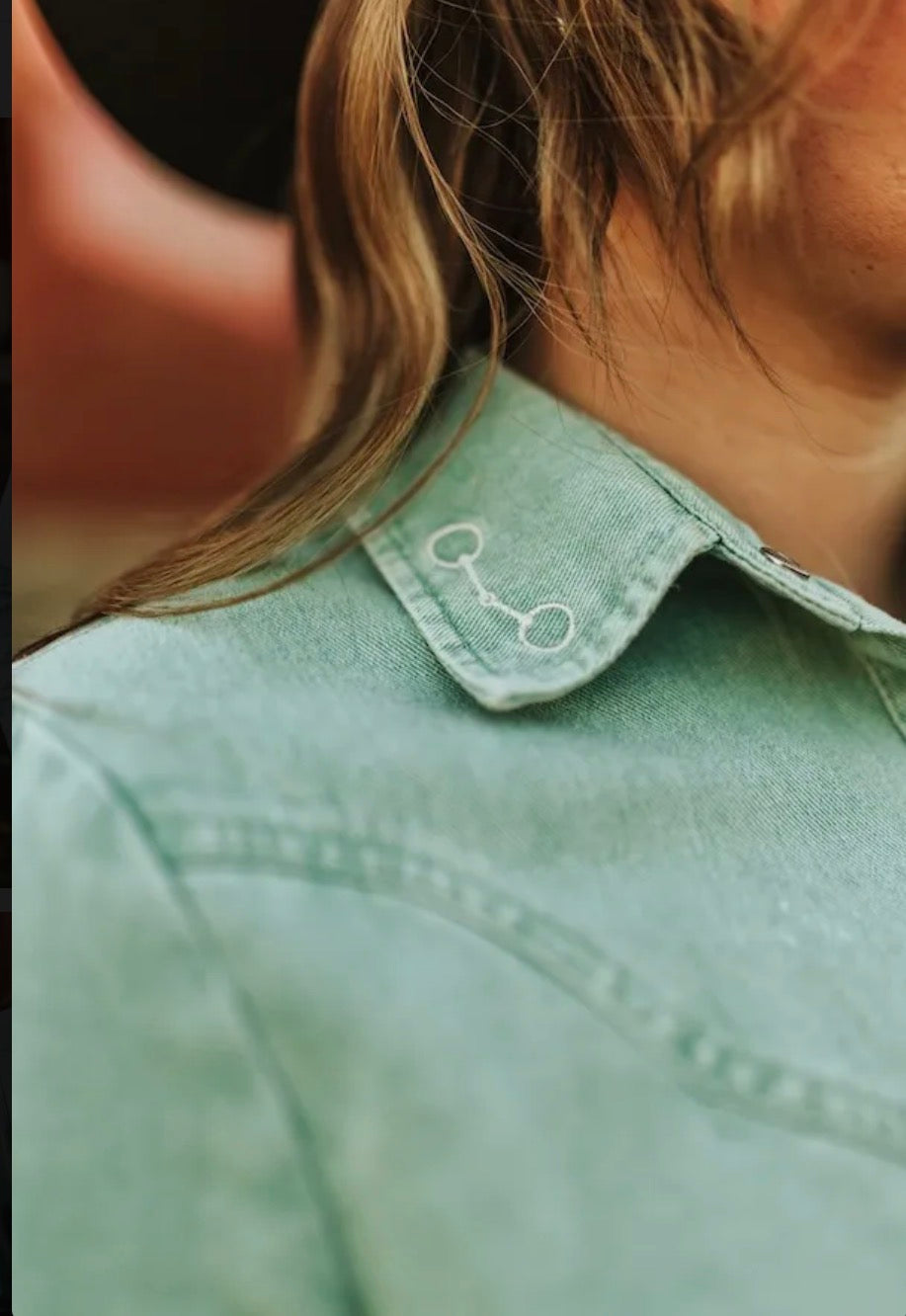 Mint Mineral Wash Button Down Shirt