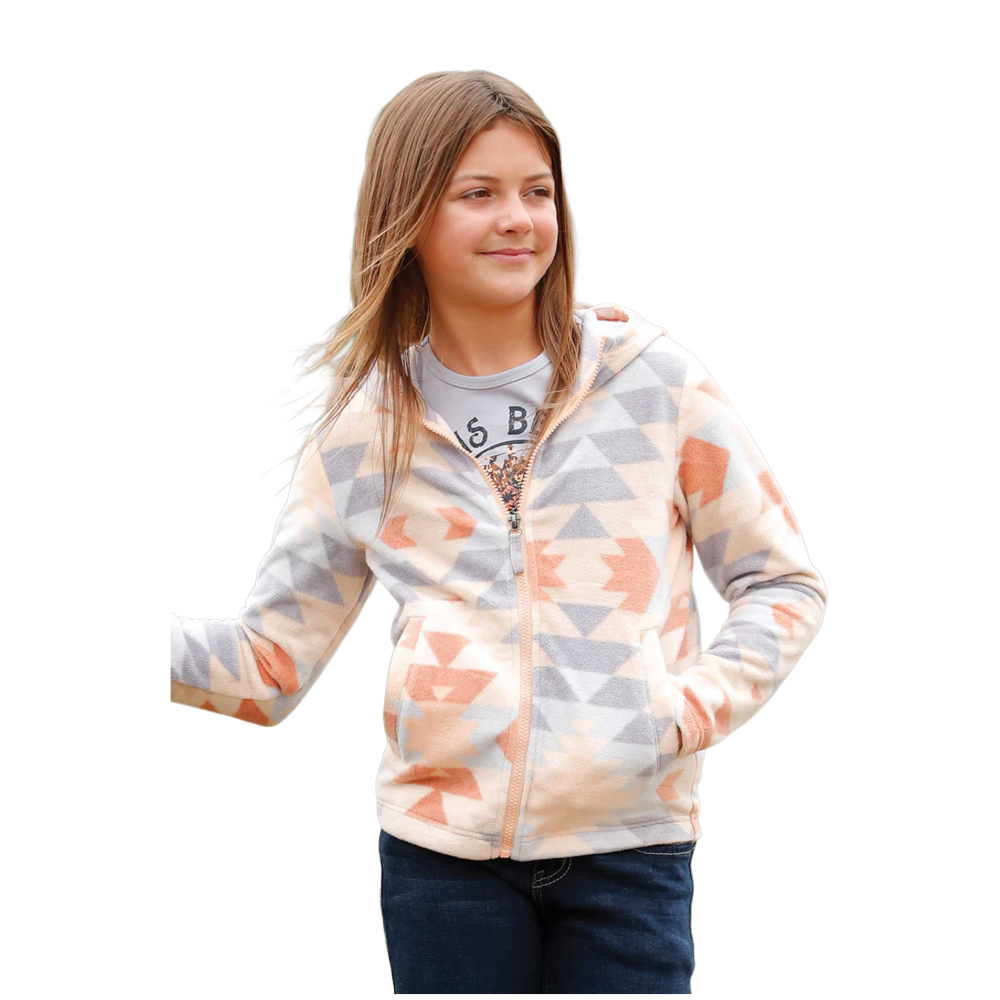 inch Youth Girl's Peach Fleece Full Zip Jacket