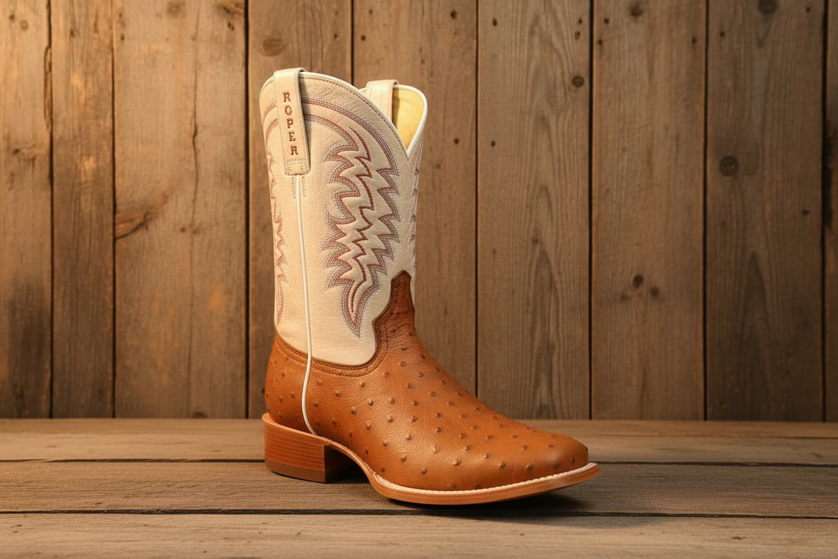 Roper Mens SQ Toe Embossed Ostrich