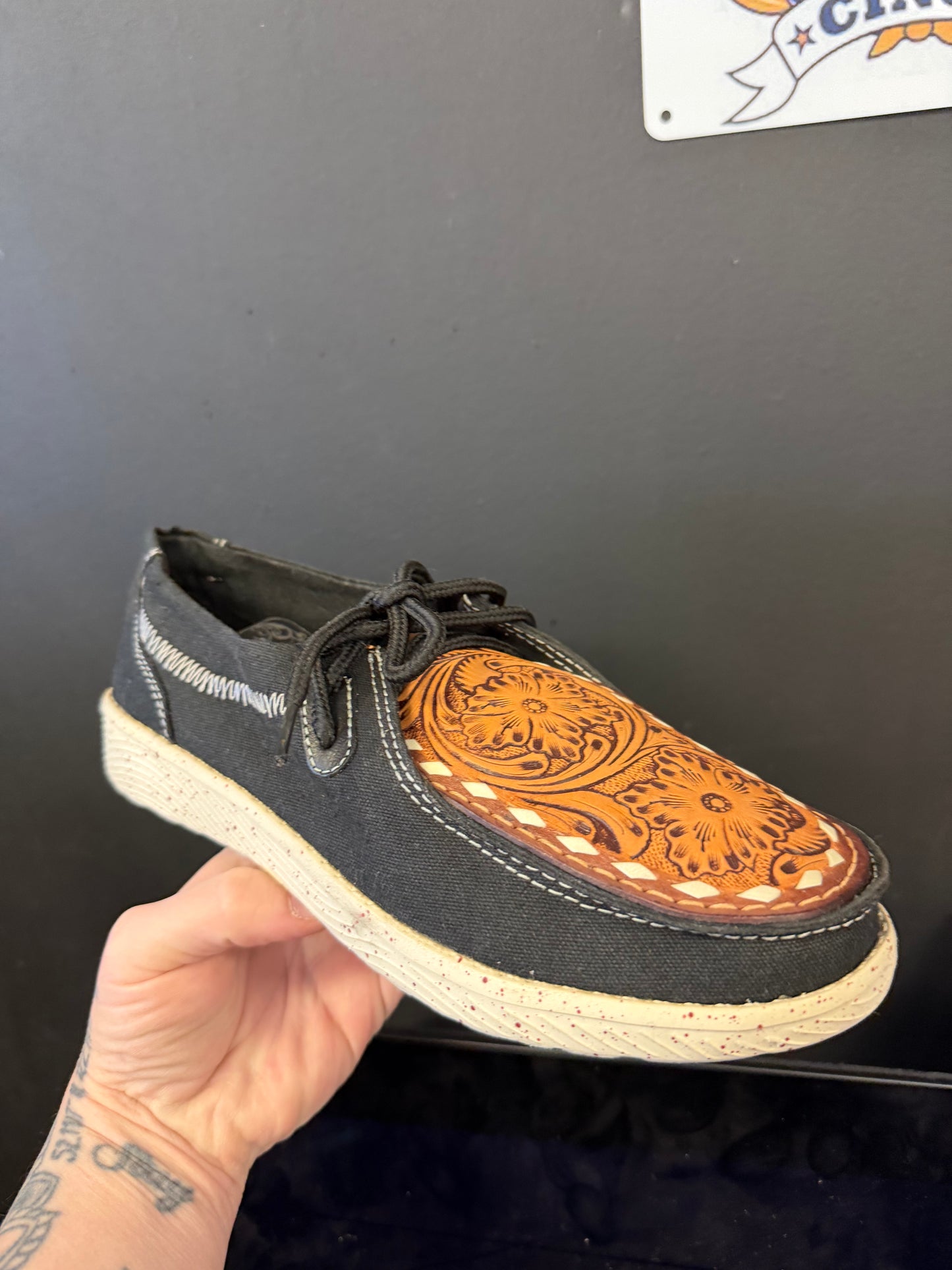 AD Hand tooled Leather Slip-On