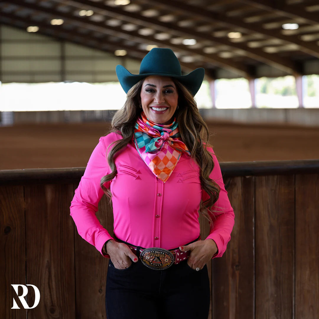 Womens Pink Stitched Ranch Dressin Performance
