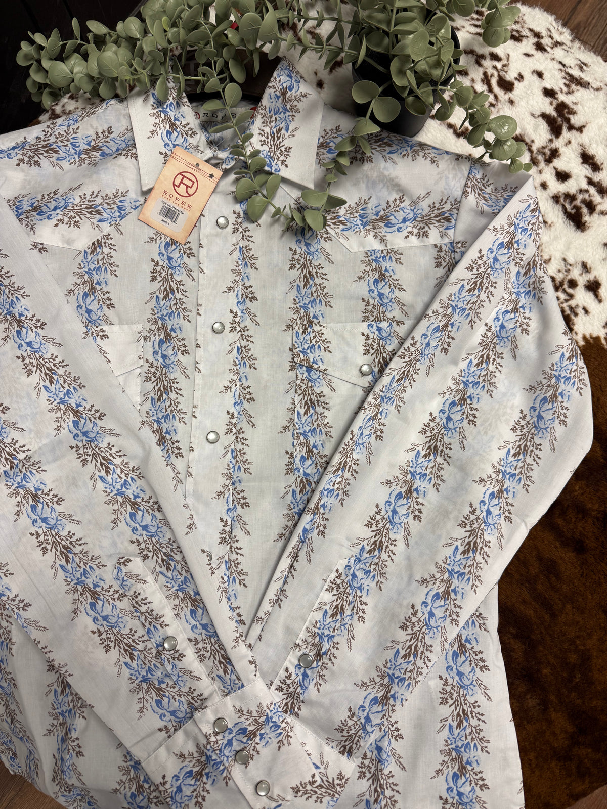 Mens Roper L/S Snap Foral Stripe