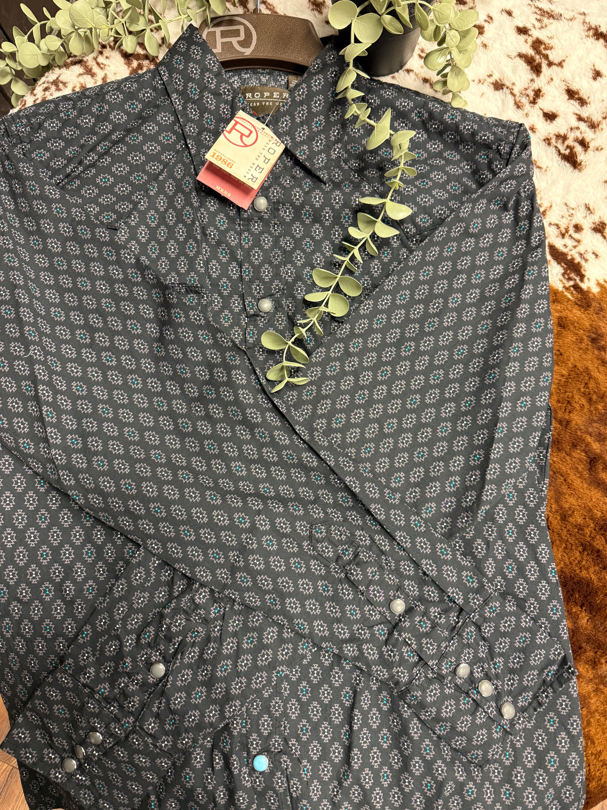 Mens Roper Performance Gy&Tq Aztec Print