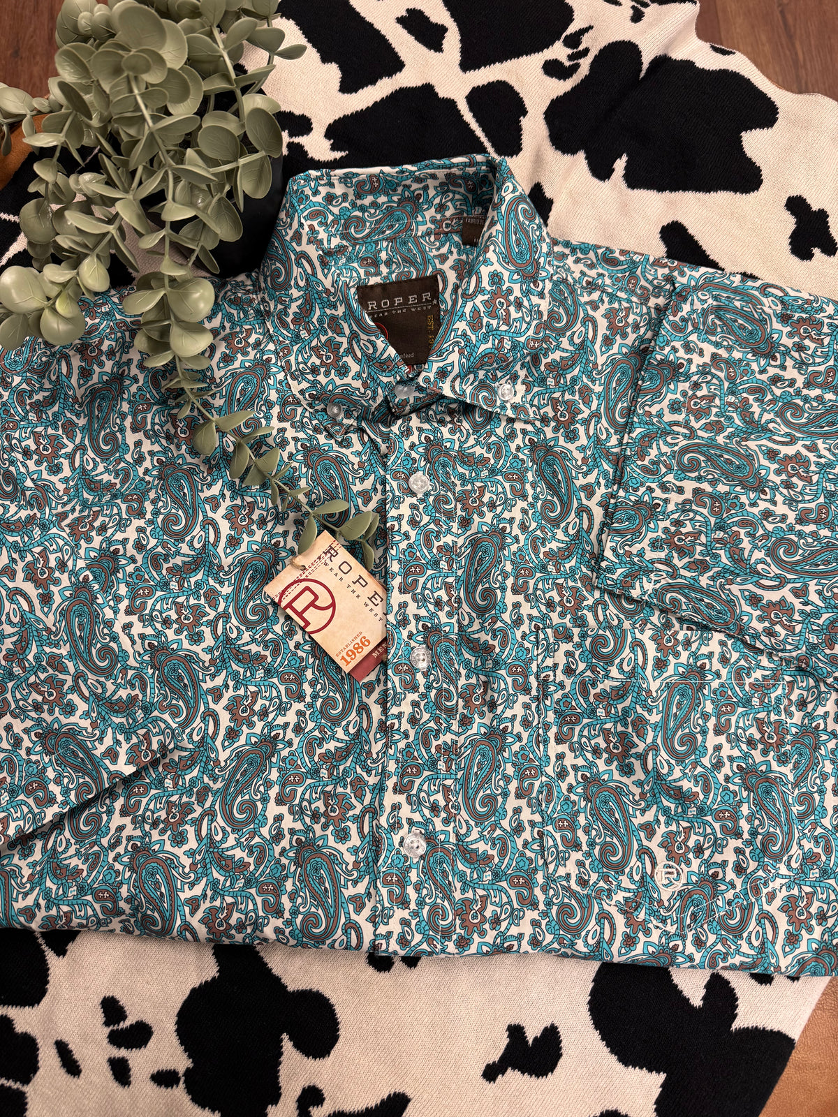 Mens S/S Amarillo Print 1 Pocket Trail Paisley