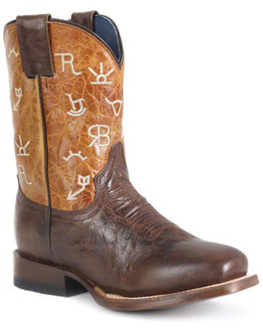 Little Kids Sqtoe Marbled Brown Leather Vamp