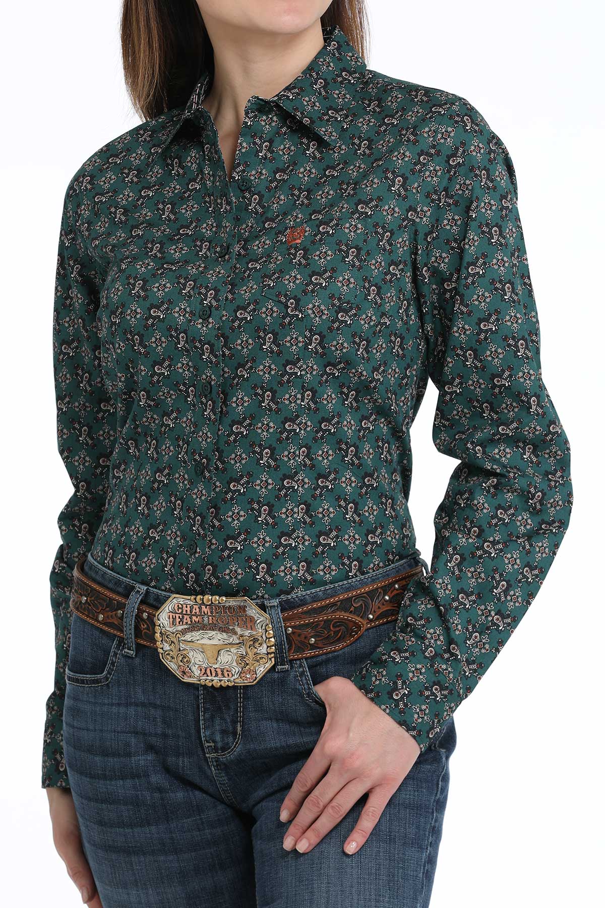 Cinch Ladies Green Paisley Shirt