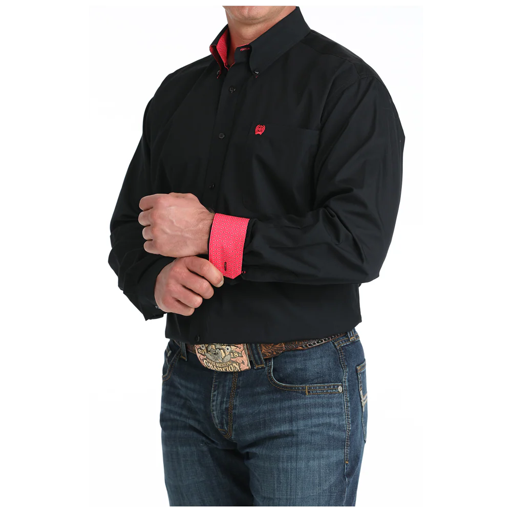 Cinch Men's Long Sleeve Button Down Western Shirt - Black/Pink