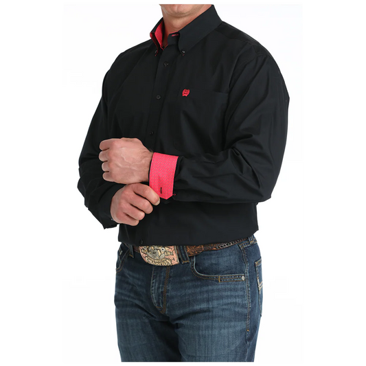 Cinch Men's Long Sleeve Button Down Western Shirt - Black/Pink