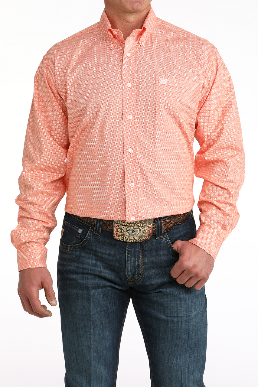CINCH ORANGE GEOMETRIC PRINT - MENS SHIRT