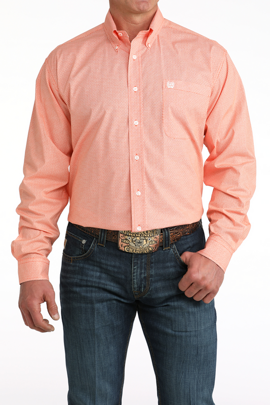 CINCH ORANGE GEOMETRIC PRINT - MENS SHIRT