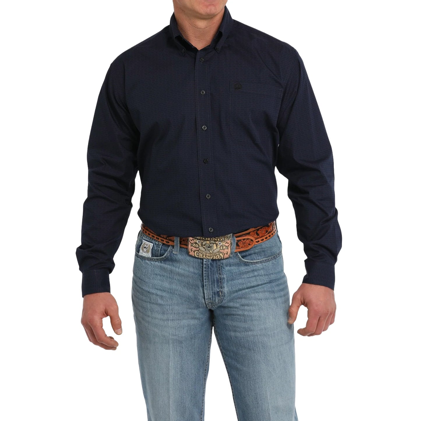 Cinch Navy Print Button Down