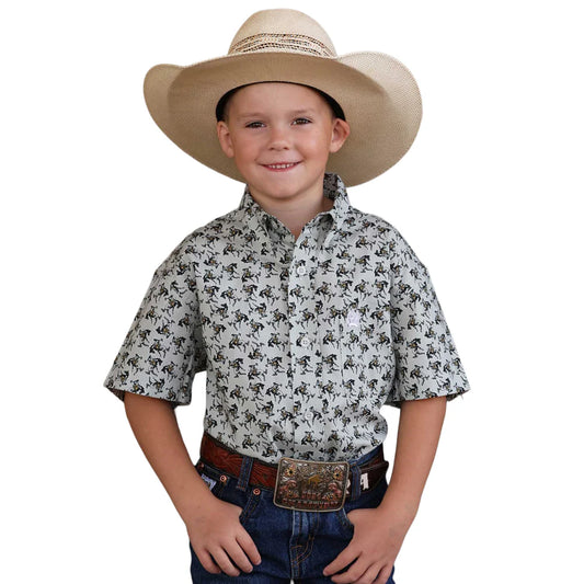 Cinch Boy's Short Sleeve Gray Button Down Shirt
