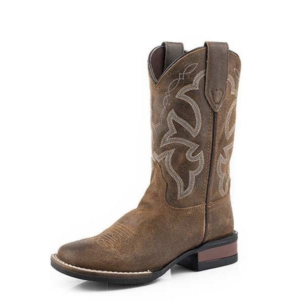 Big Kids Wide Sqtoe Basic Leather Boot