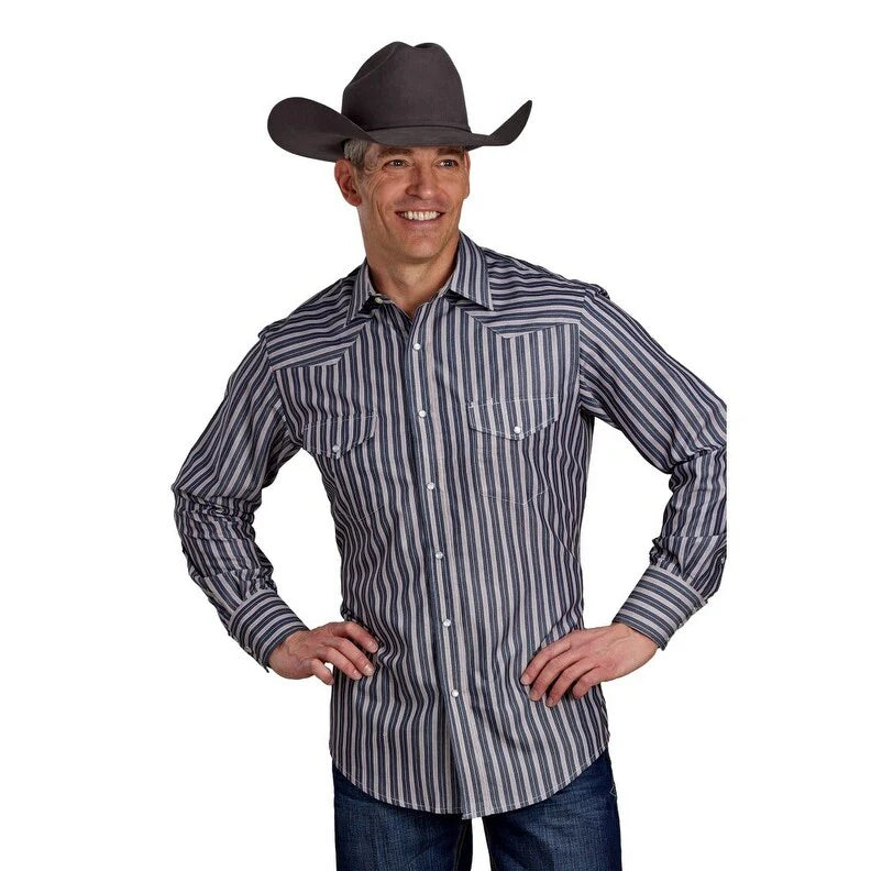 Mens Dark Charcoal & Tan Stripe