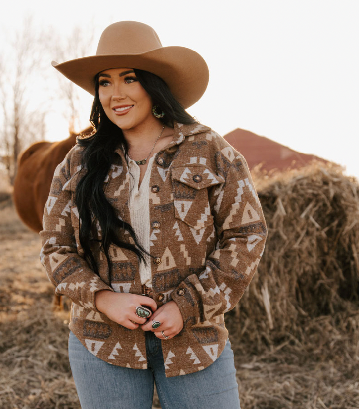Montana Co Ladies  Shacket Aztec