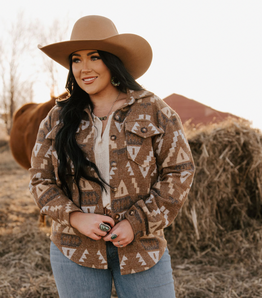 Montana Co Ladies  Shacket Aztec