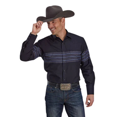 Roper Mens Blue Border Snap