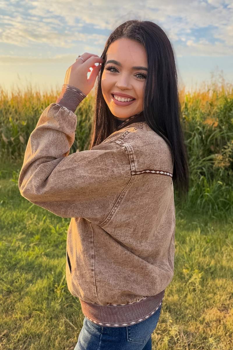 Buckskin Buckstitch Bomber Jacket