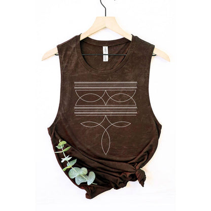 COWBOY BOOTS TOE STITCHED MINERAL GRAPHIC TANK TOP