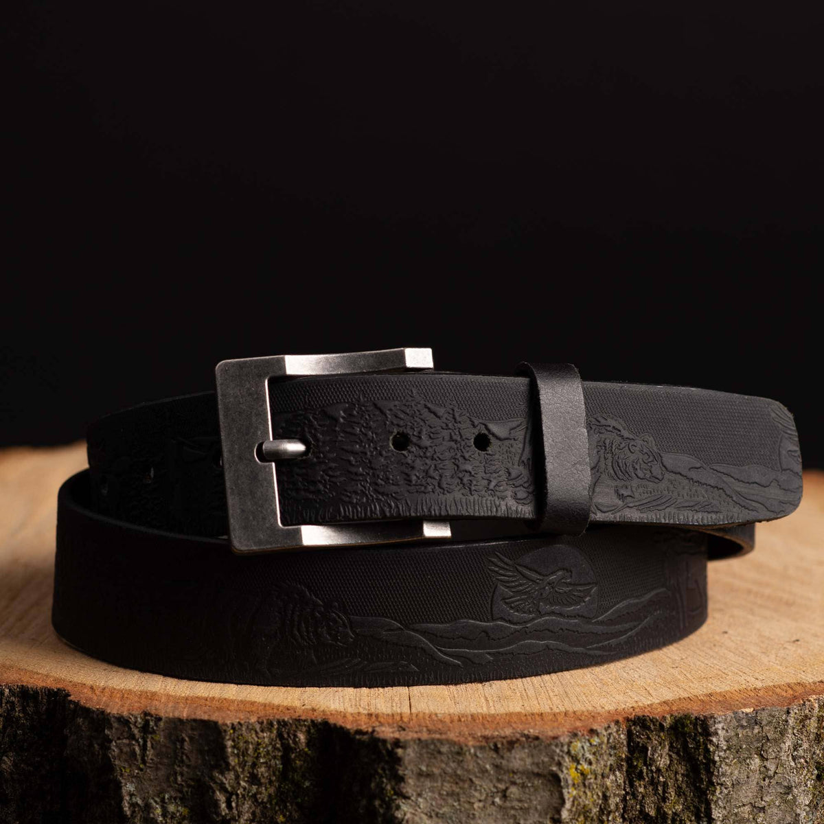 The Wildlife Belt - Cognac Embossed Full Grain Leather Belt