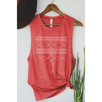COWBOY BOOTS TOE STITCHED MINERAL GRAPHIC TANK TOP