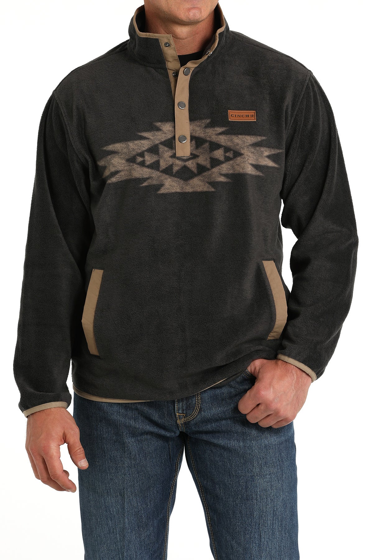 Cinch Mens Polar Fleece Aztec Charcoal