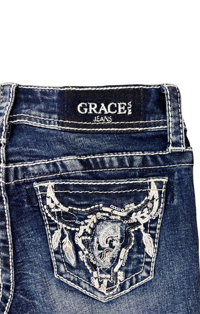 Steer Head Embroidery Girl Boot Cut | GB51956