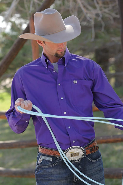 Cinch Mens Purple Button Down